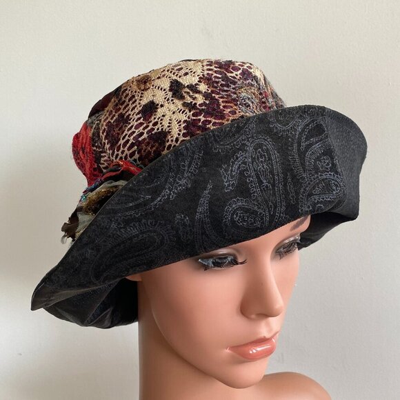 One Of A Kind Hand Made Mixed Media Bucket Hat New - Picture 5 of 13